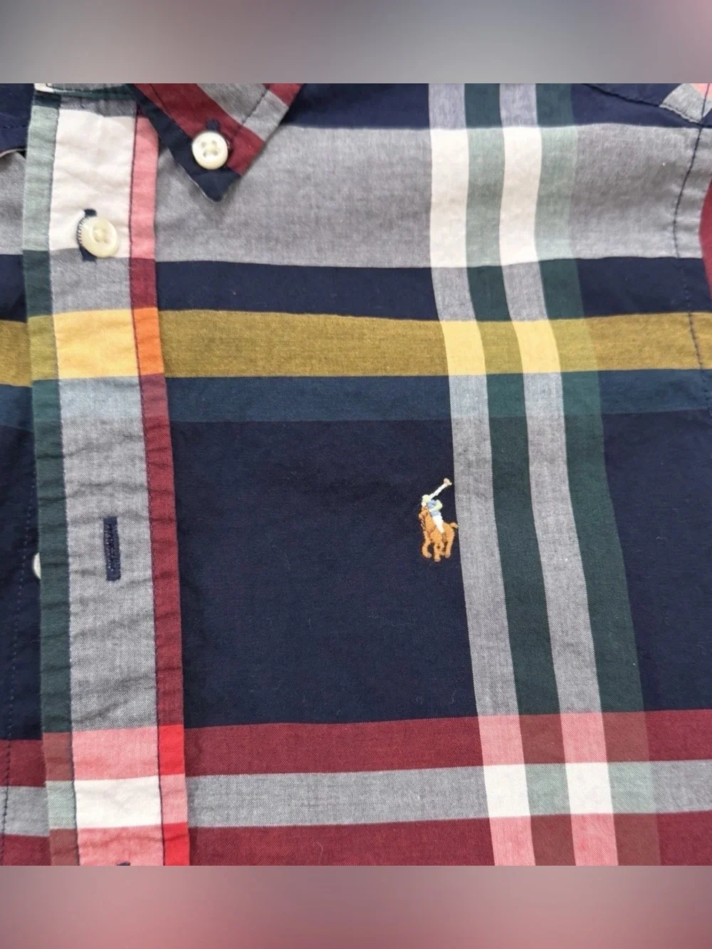 Ralph Lauren Boys Long Sleeve Button-Up Shirt, Plaid, Size 7 Kids